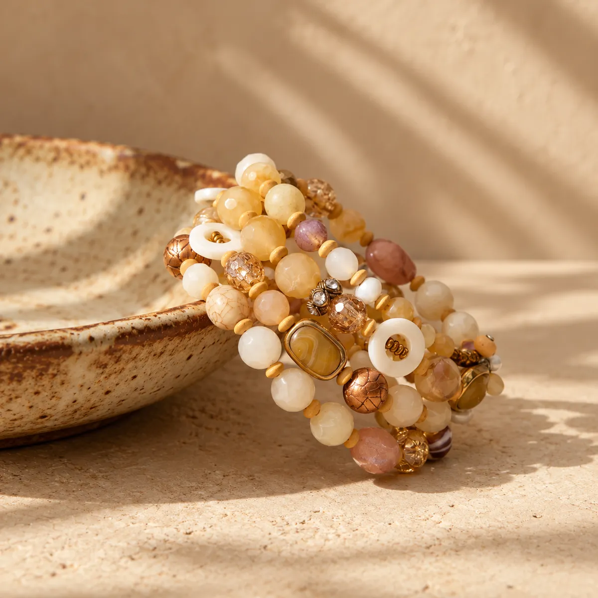 Earth Muse Natural Stone Beaded Bracelet Stack