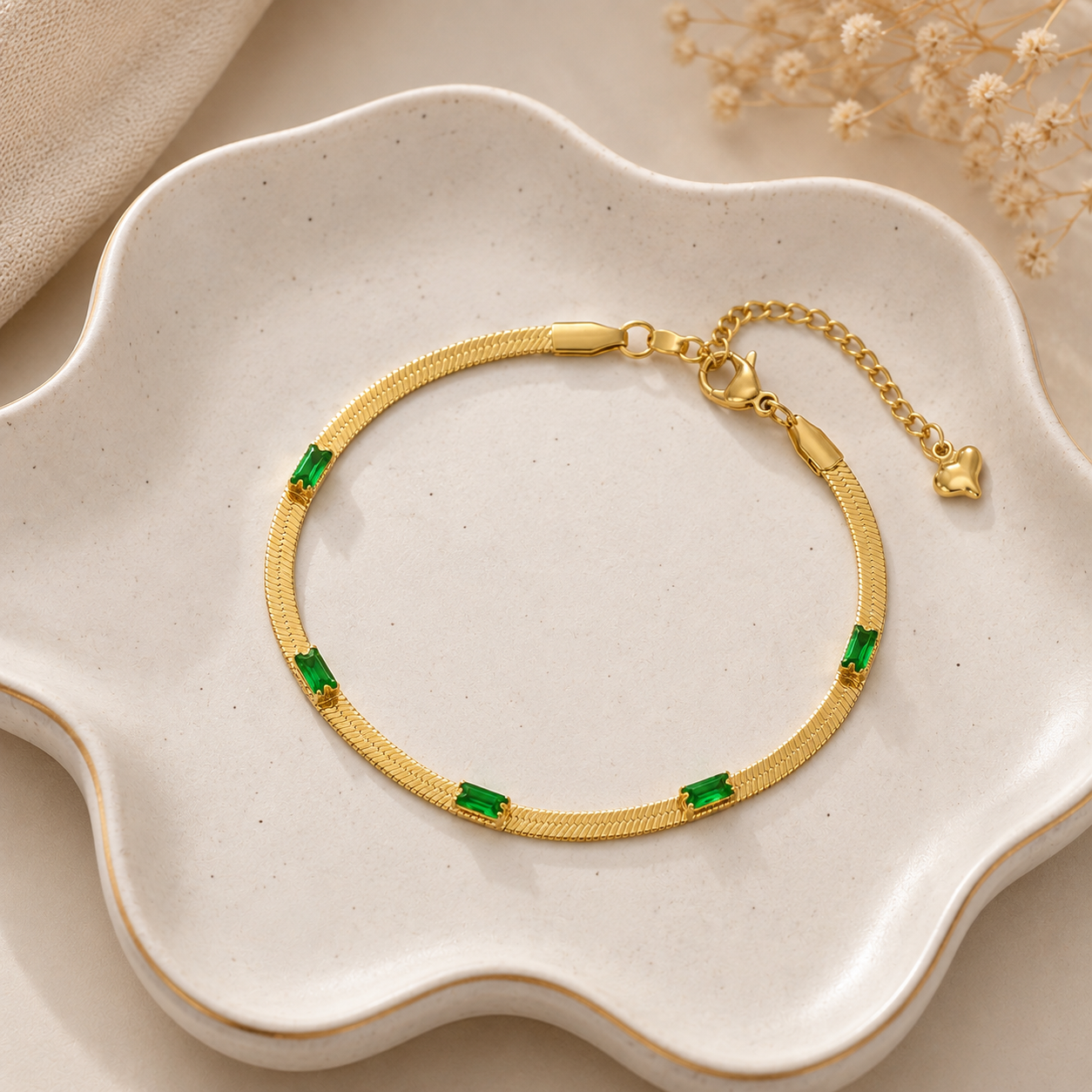 Lucky Charm Green Stone Bracelet