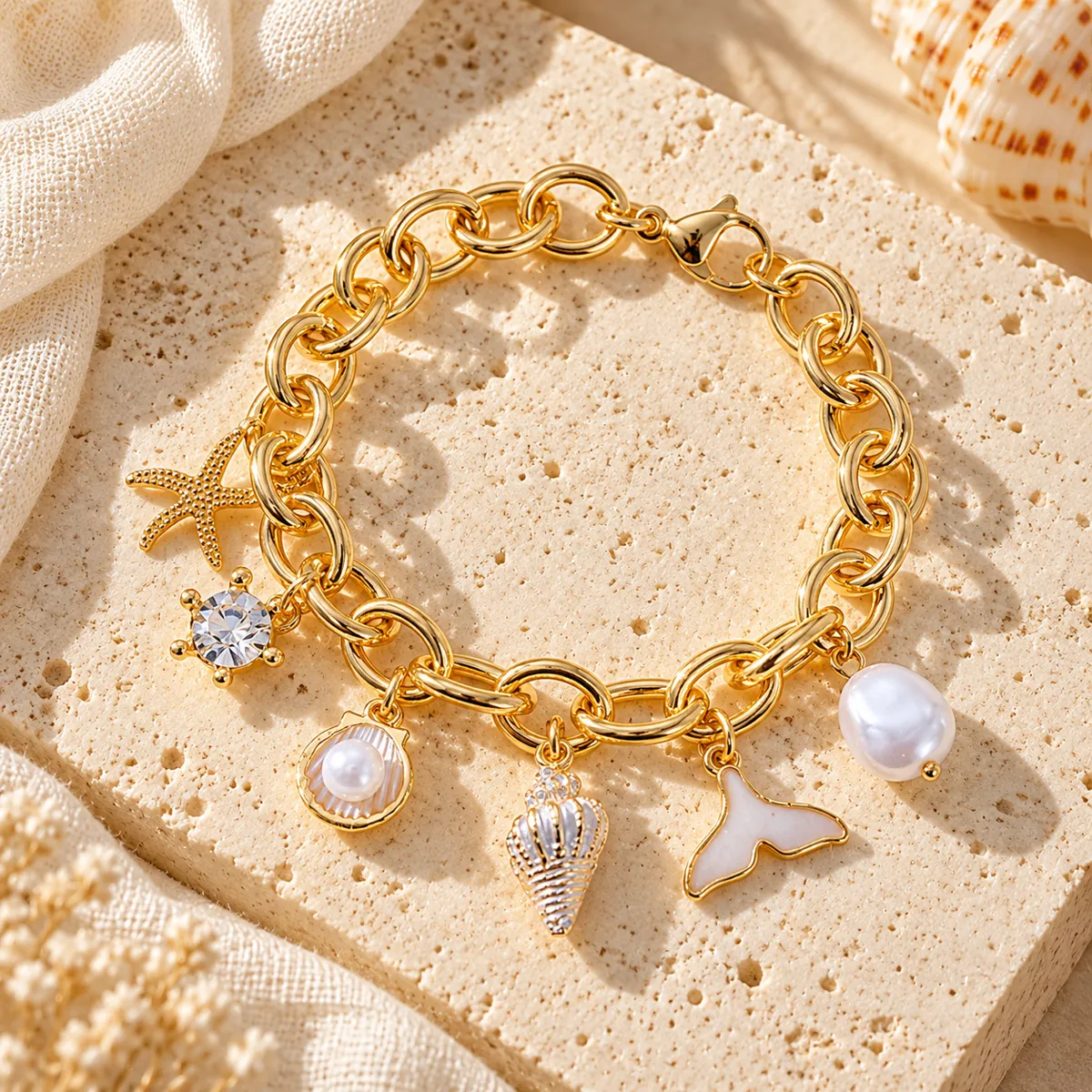 Ivory Beach Charm Bracelet | Waterproof & Anti-Tarnish