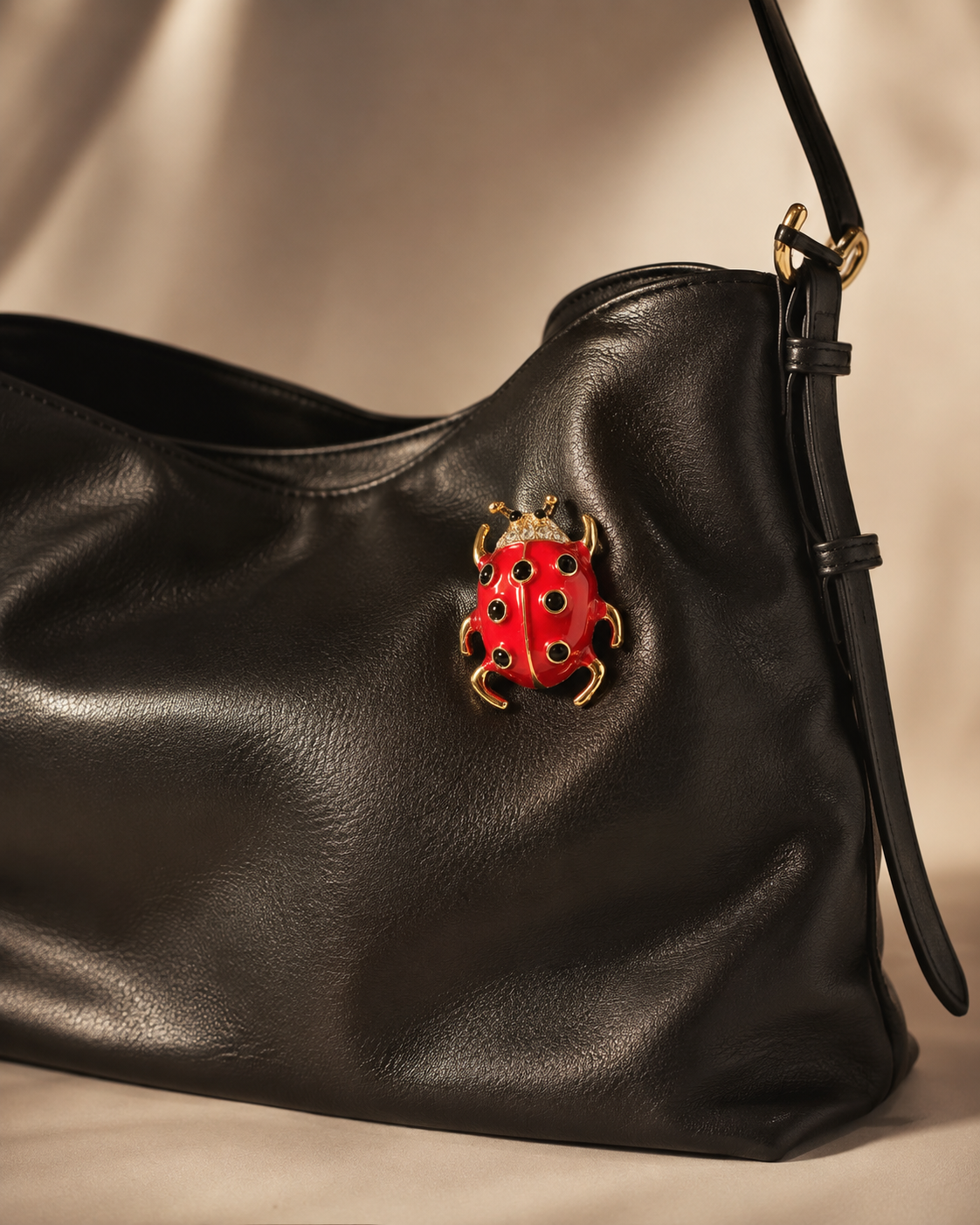 Lucky Girl Syndrome Polka Ladybird Brooch – Gold-Tone Alloy Lapel Pin