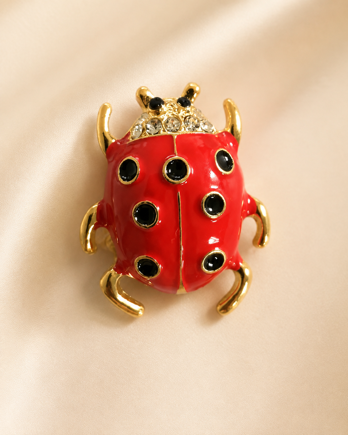 Lucky Girl Syndrome Polka Ladybird Brooch – Gold-Tone Alloy Lapel Pin