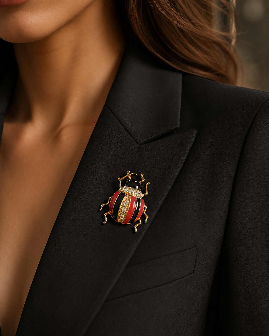 Pocket-Sized Sass Mini Ladybird Brooch – Gold-Tone Alloy Lapel Pin