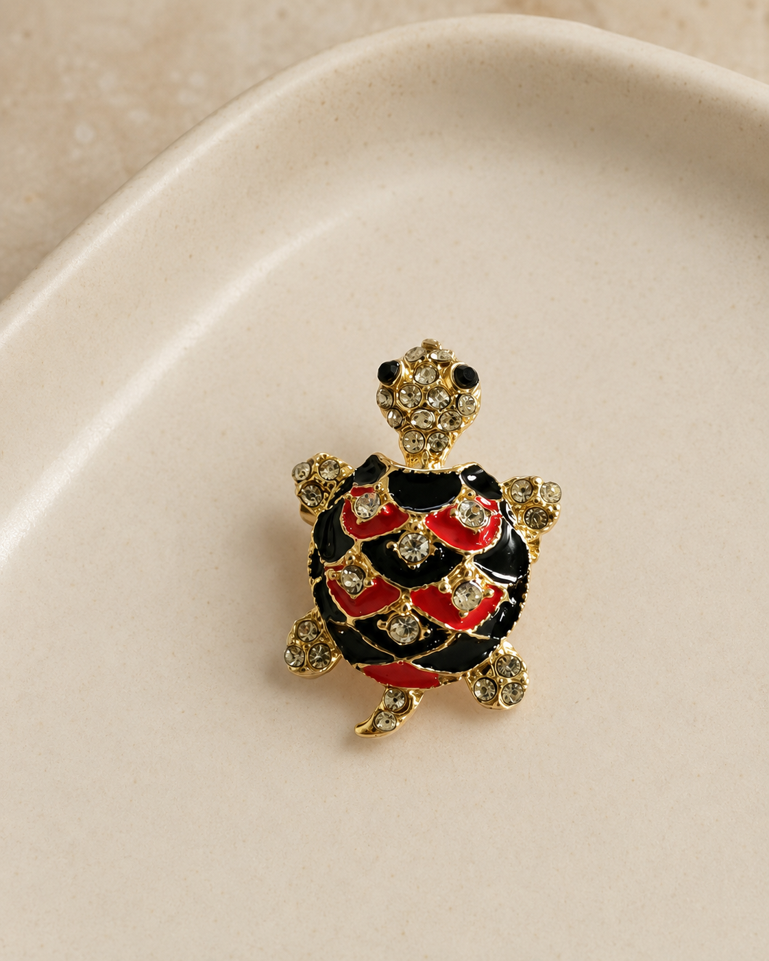 Slow Luxury Enamel Tortoise Brooch – Gold-Tone Alloy Lapel Pin