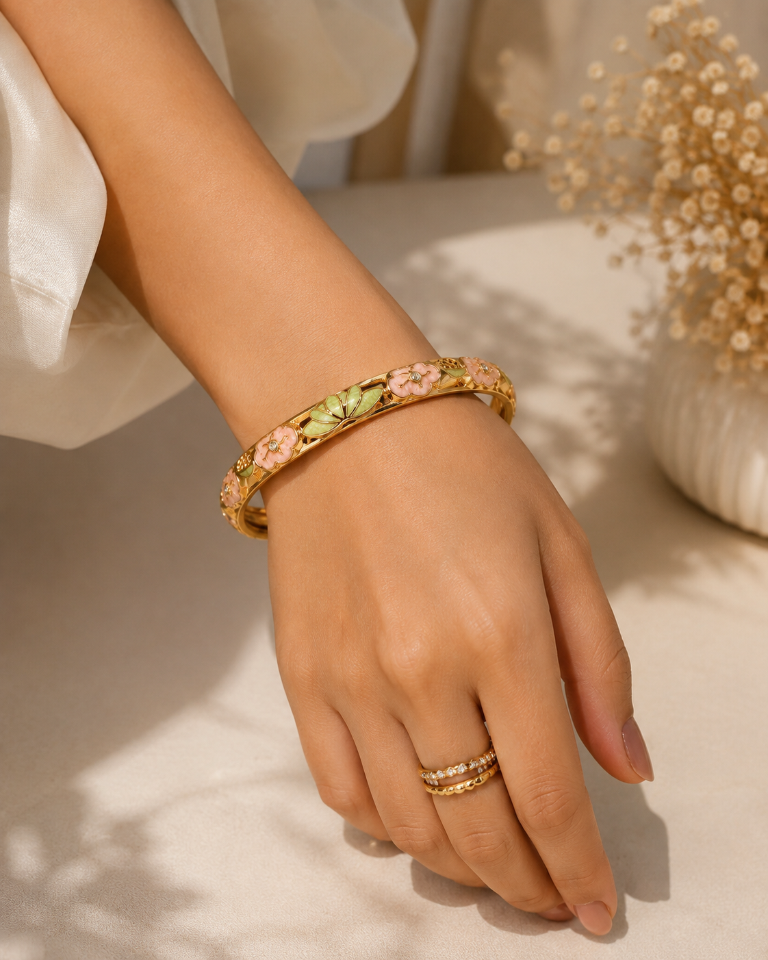 Lotus Bloom Enamel Bangle