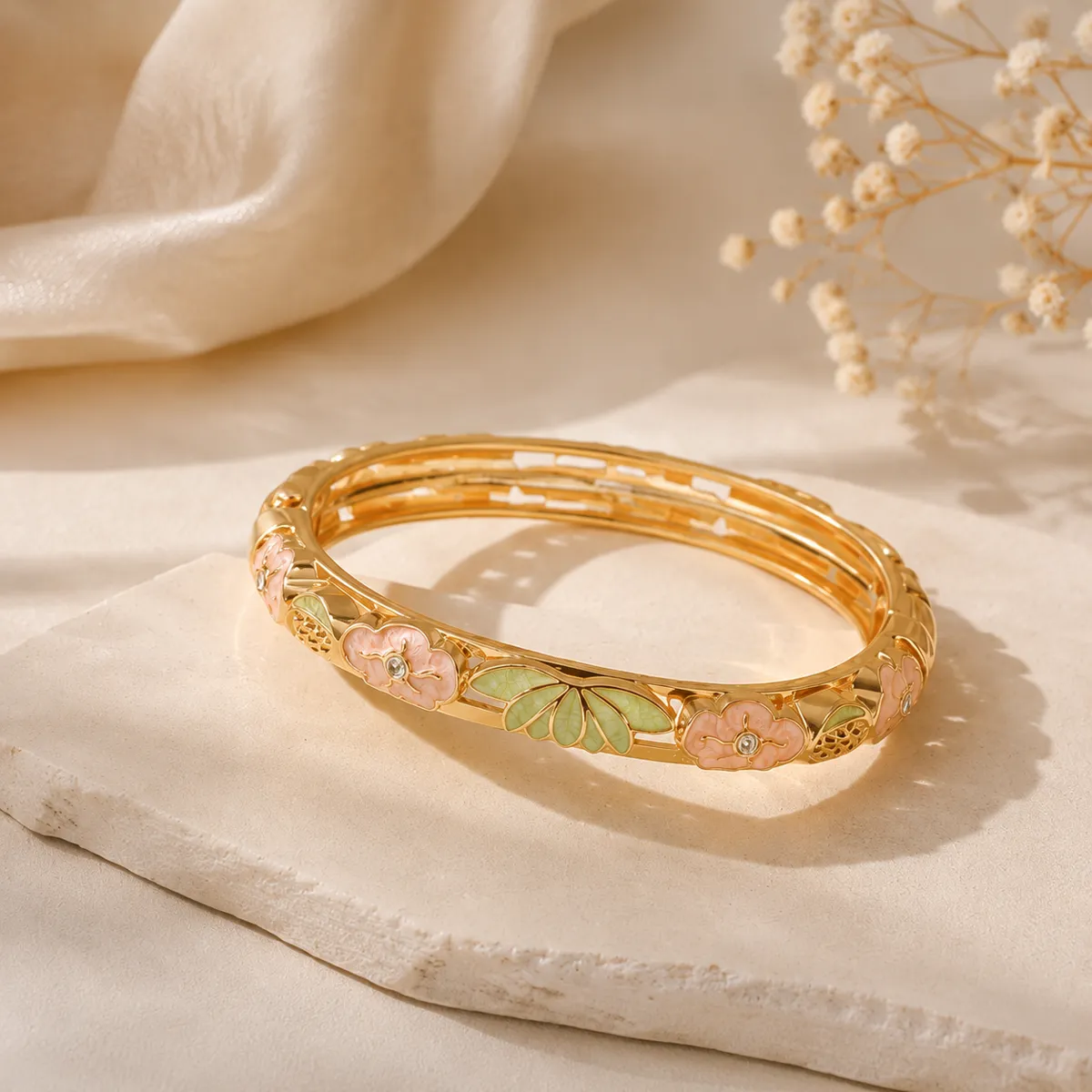 Lotus Bloom Enamel Bangle