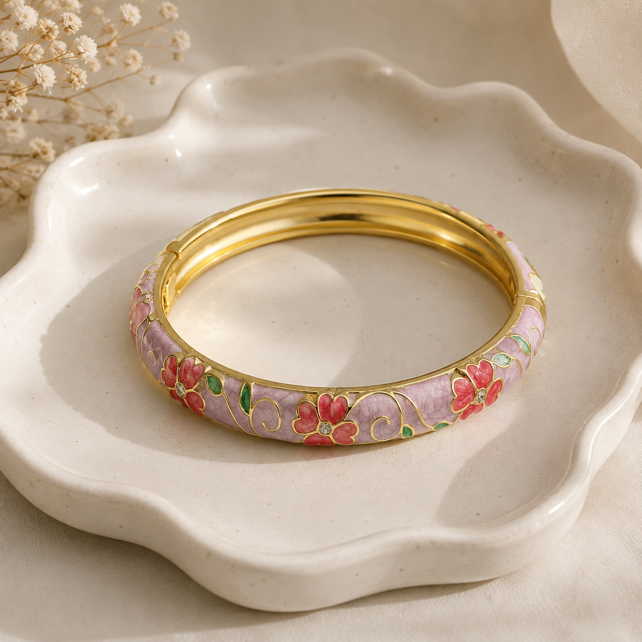 Lavender Haze Floral Enamel Bangle