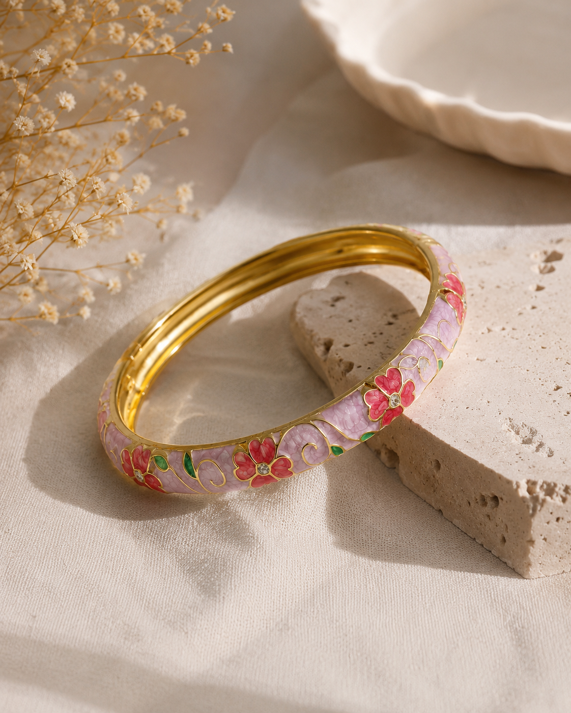 Lavender Haze Floral Enamel Bangle