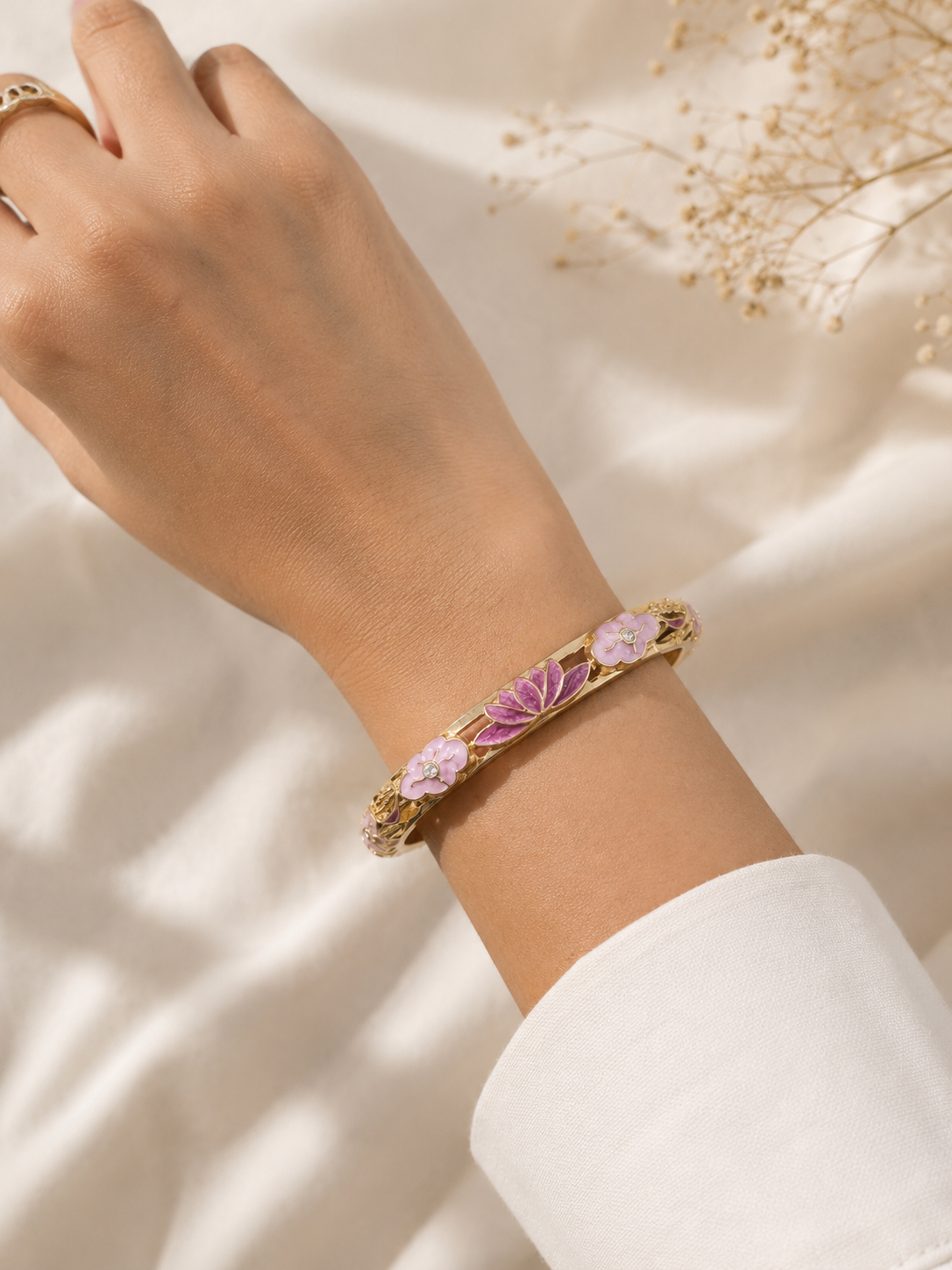 Bloom Crush Floral Lotus Aura Pastel Enamel Bangle