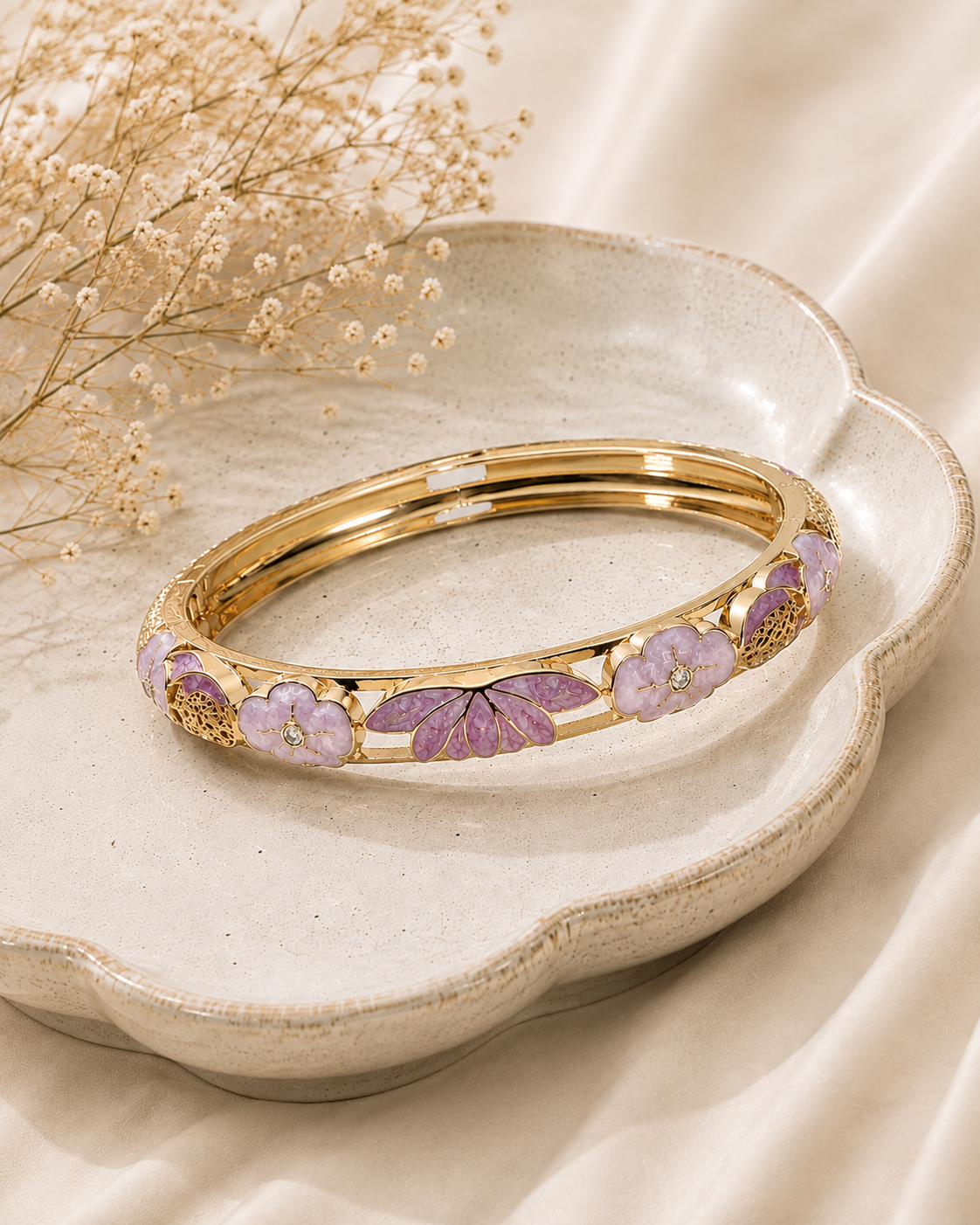 Bloom Crush Floral Lotus Aura Pastel Enamel Bangle