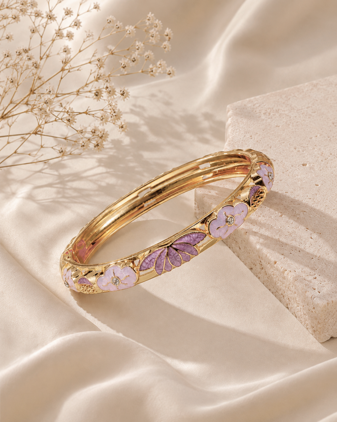 Bloom Crush Floral Lotus Aura Pastel Enamel Bangle
