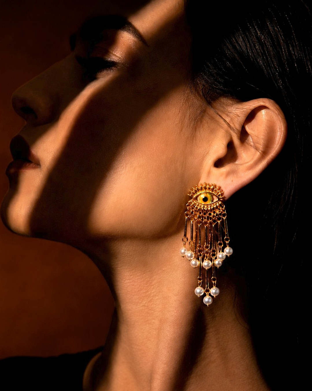 Devil eye Anti-tarnish pearl earring