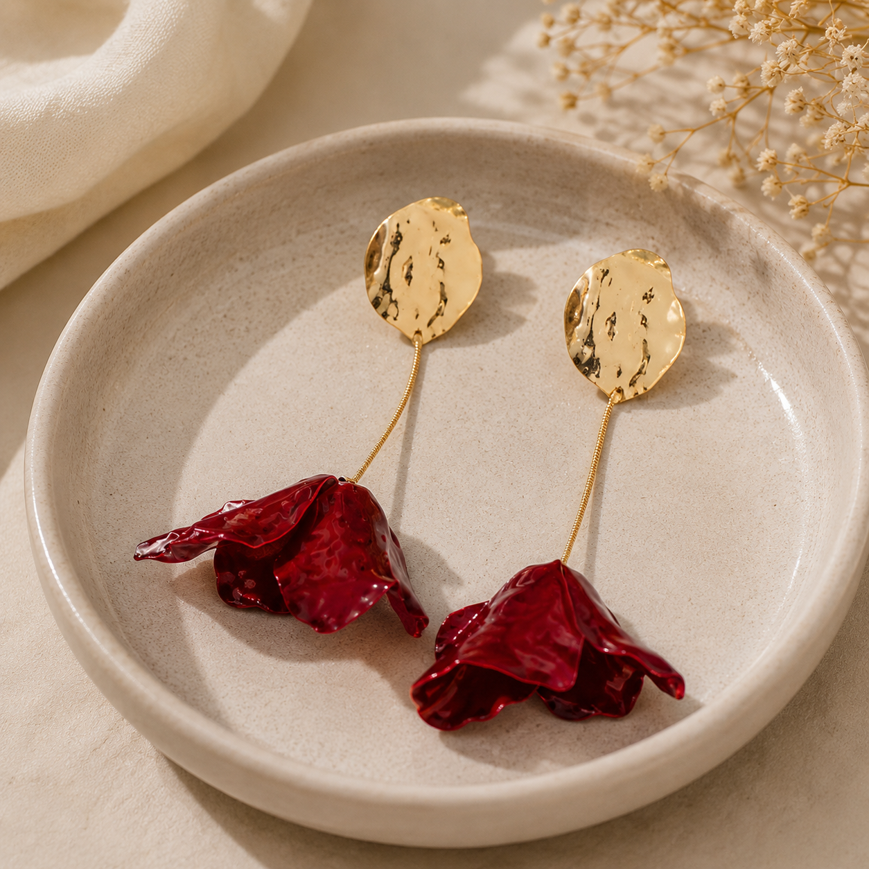 Wild Rose Gilded Drop Earrings
