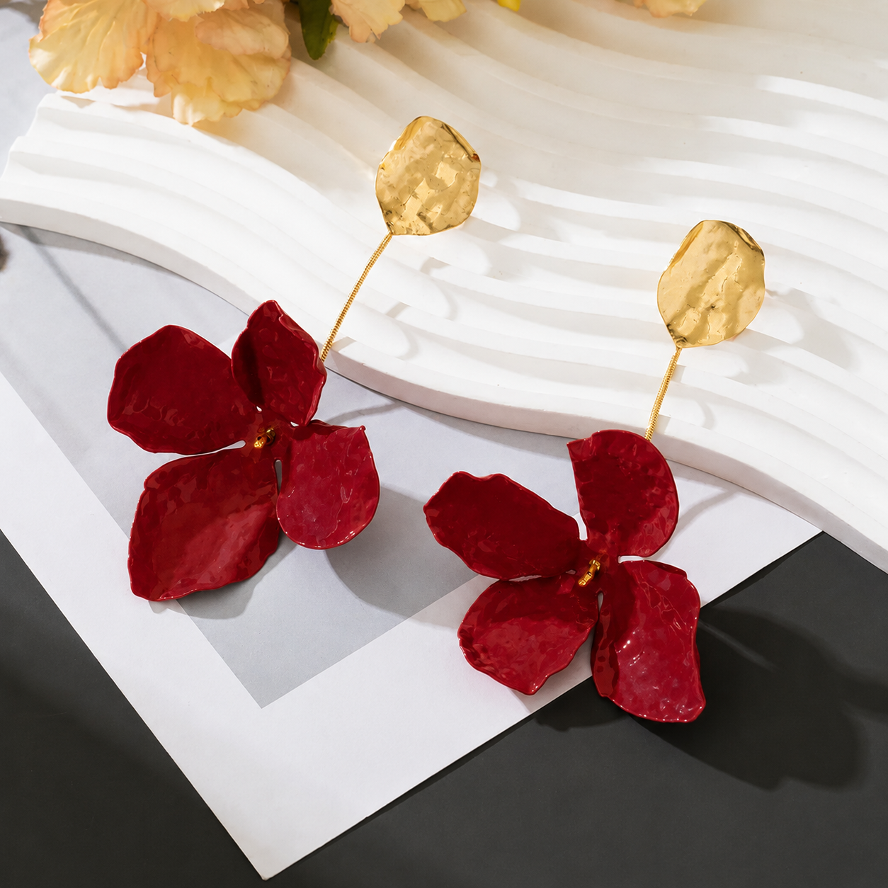 Wild Rose Gilded Drop Earrings