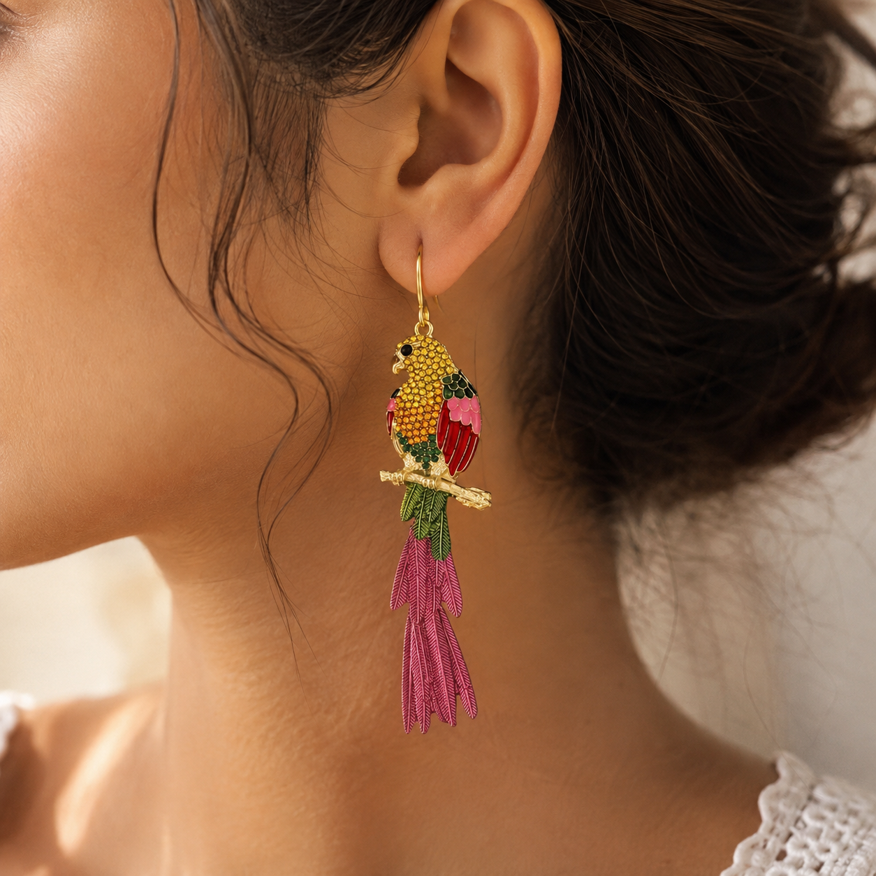 Tropicana Chic Whimsical Parrot Earrings
