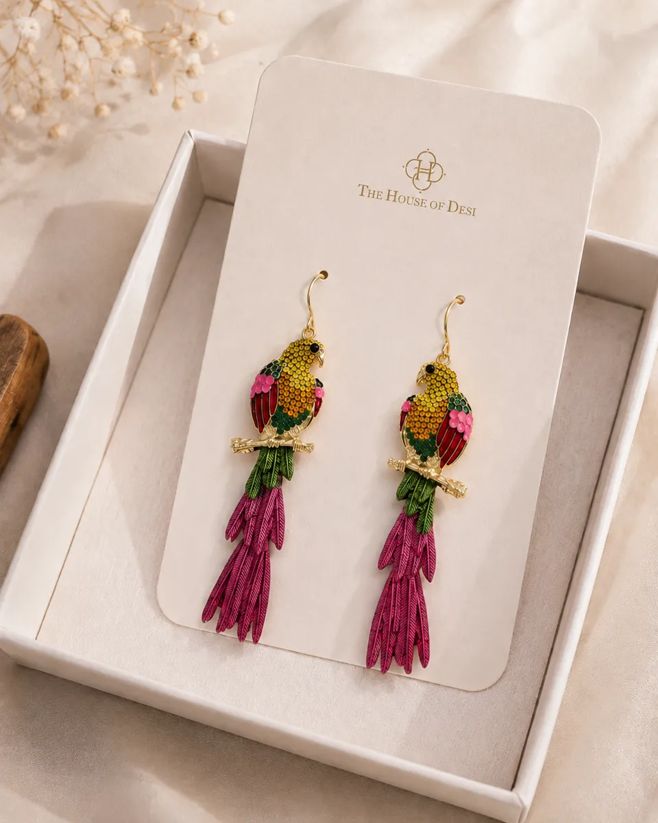 Tropicana Chic Whimsical Parrot Earrings