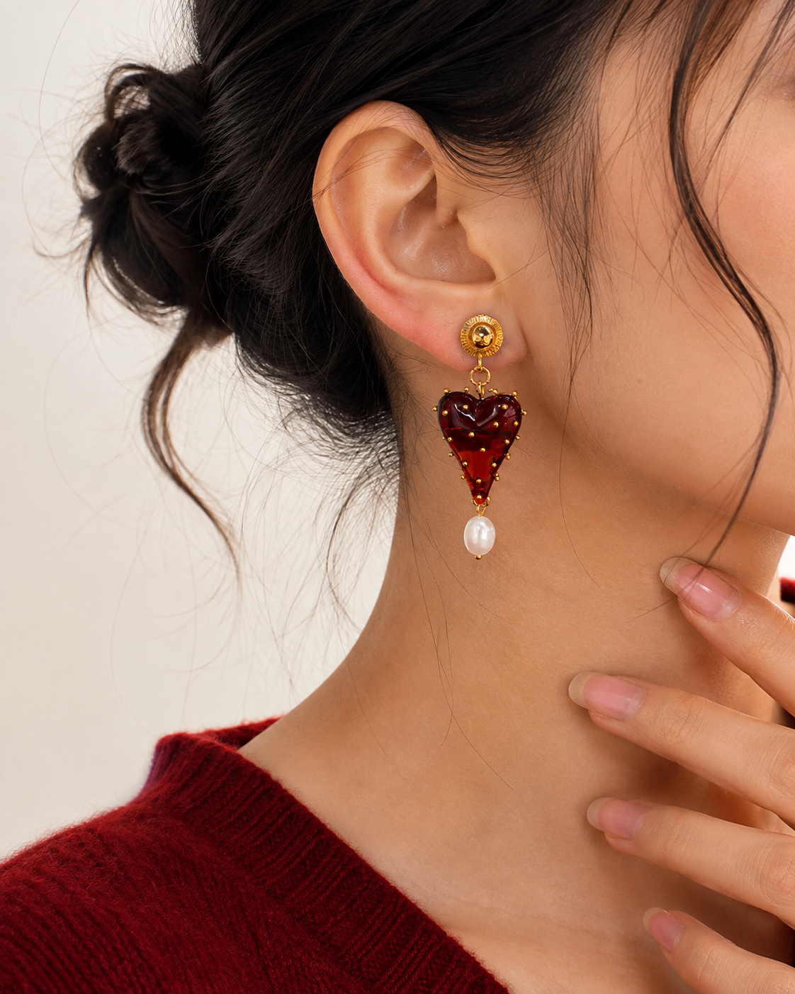 Lover Girl Gilded Heart Drop Earrings