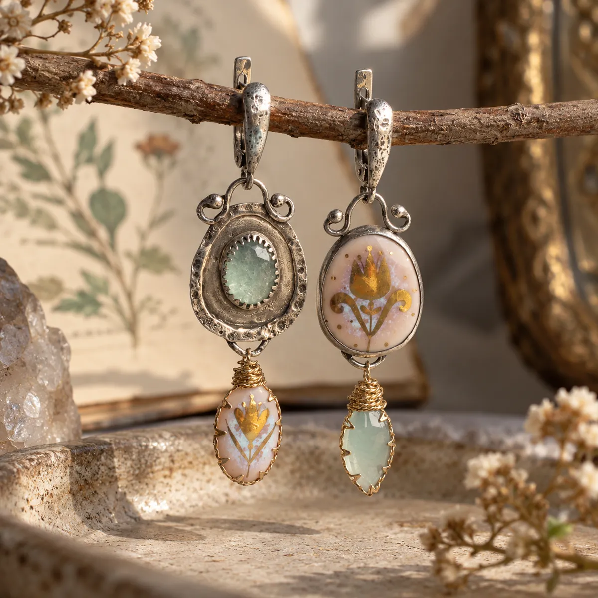 Teal Heirloom Vintage Drop Earrings