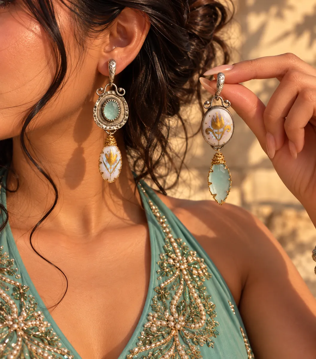 Teal Heirloom Vintage Drop Earrings