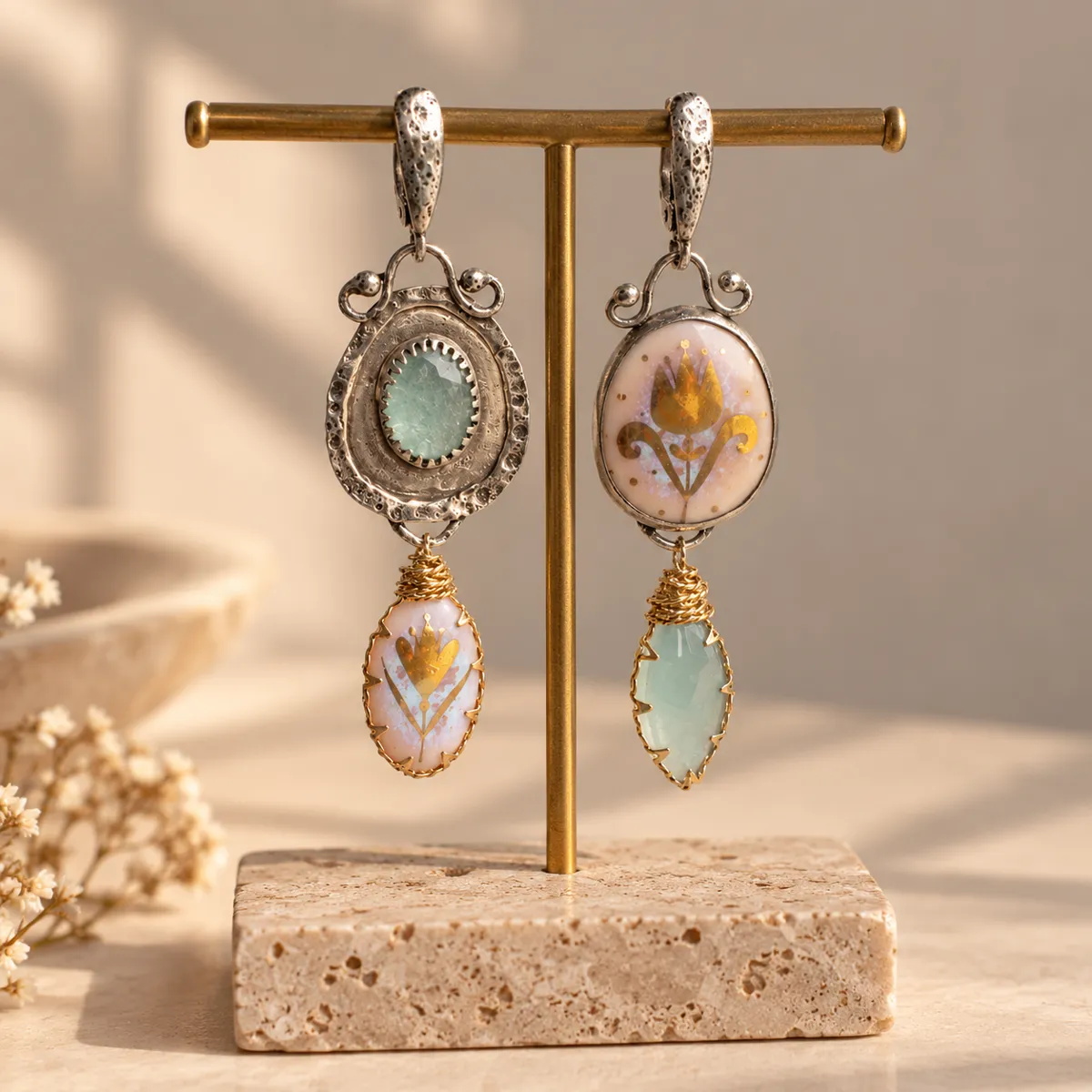 Teal Heirloom Vintage Drop Earrings