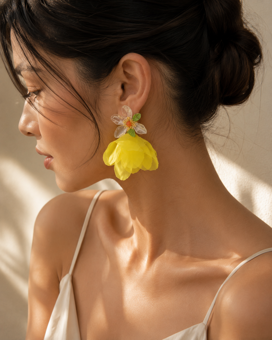 Sun-Kissed Daisy Fabric Drop Earrings