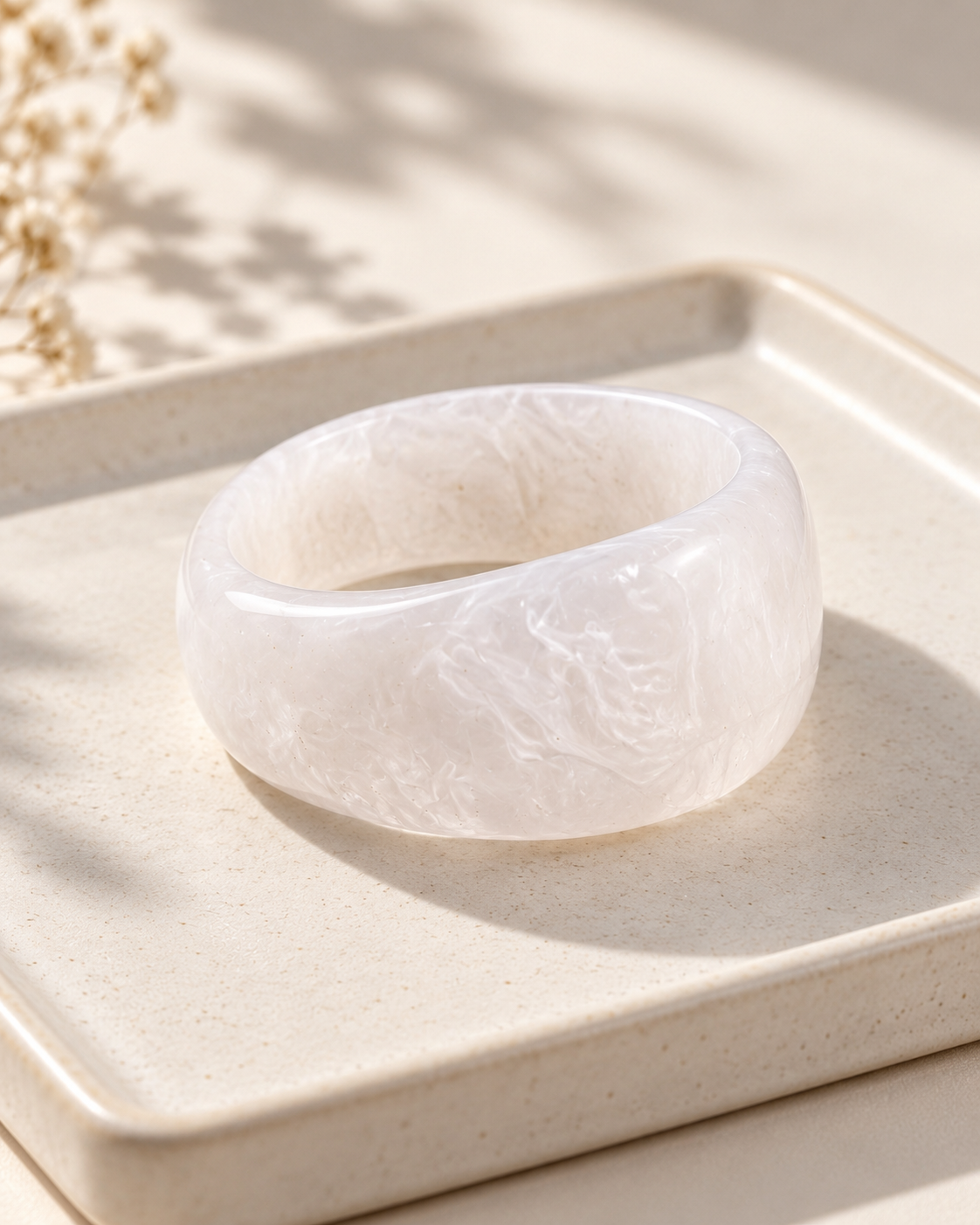 Pearl White Chunky Resin Bangle
