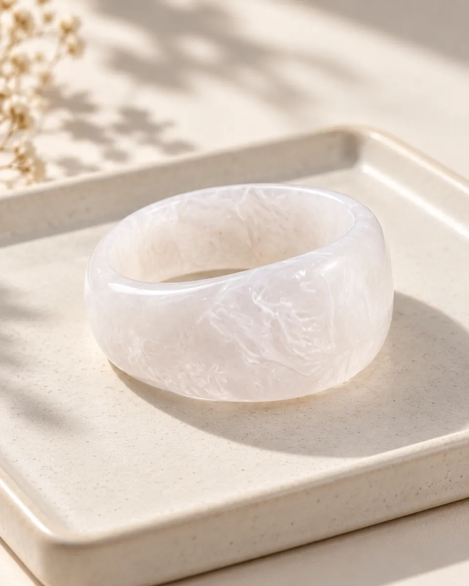 Pearl White Chunky Resin Bangle