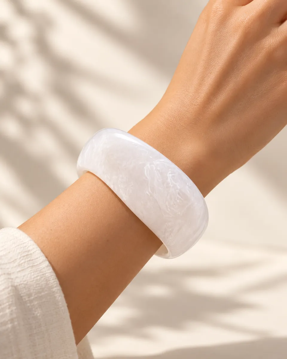 Pearl White Chunky Resin Bangle
