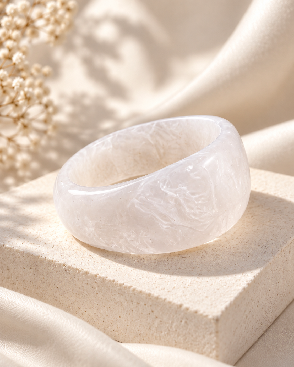 Pearl White Chunky Resin Bangle