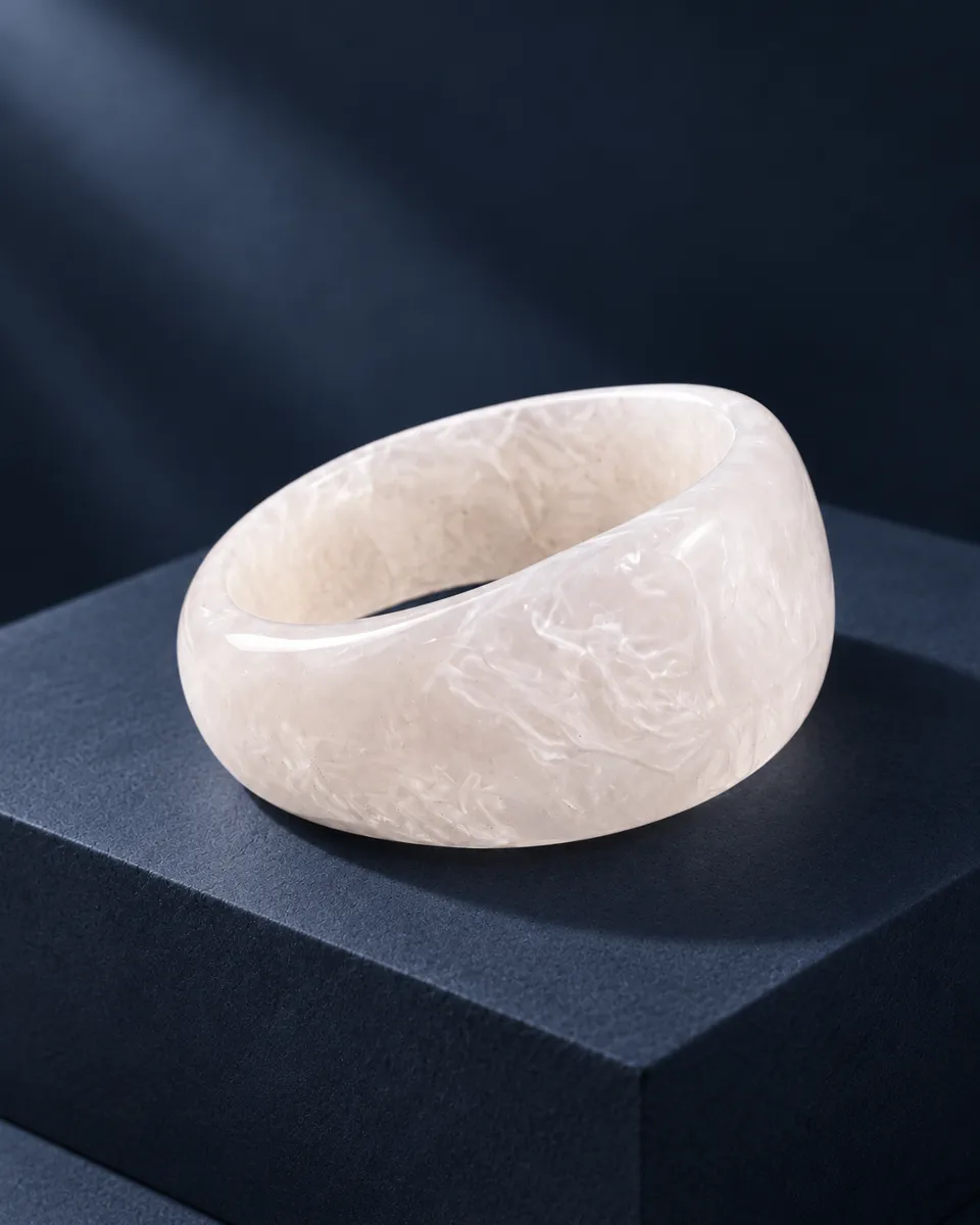 Pearl White Chunky Resin Bangle