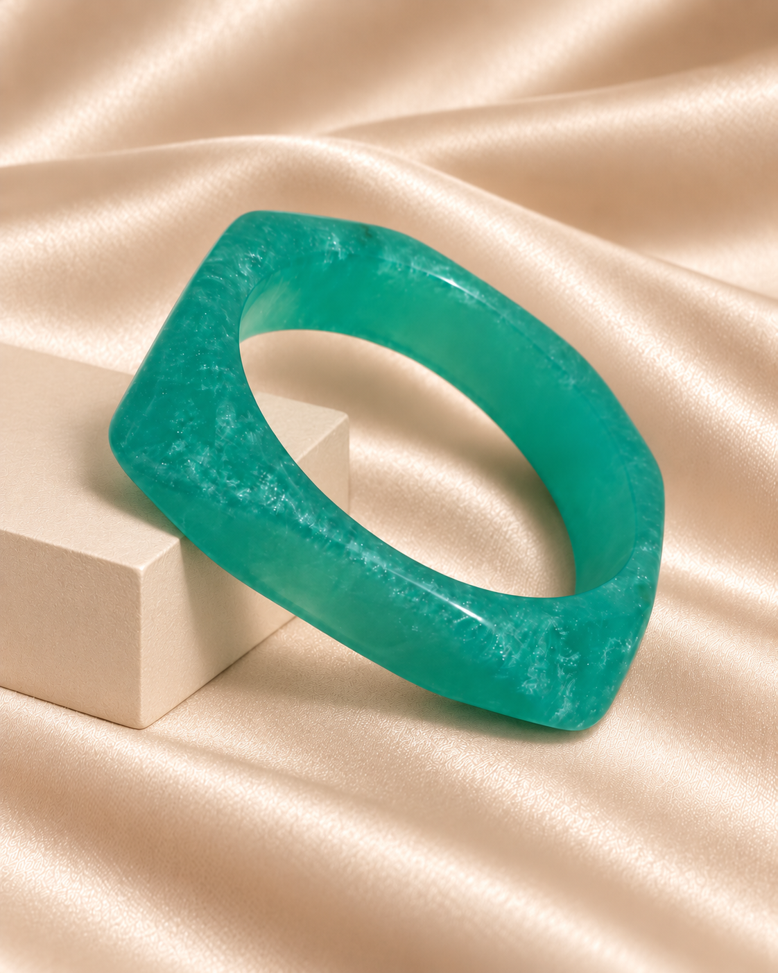 Teal Angular Slim Resin Bangle