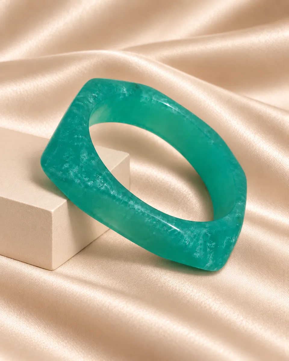 Teal Angular Slim Resin Bangle