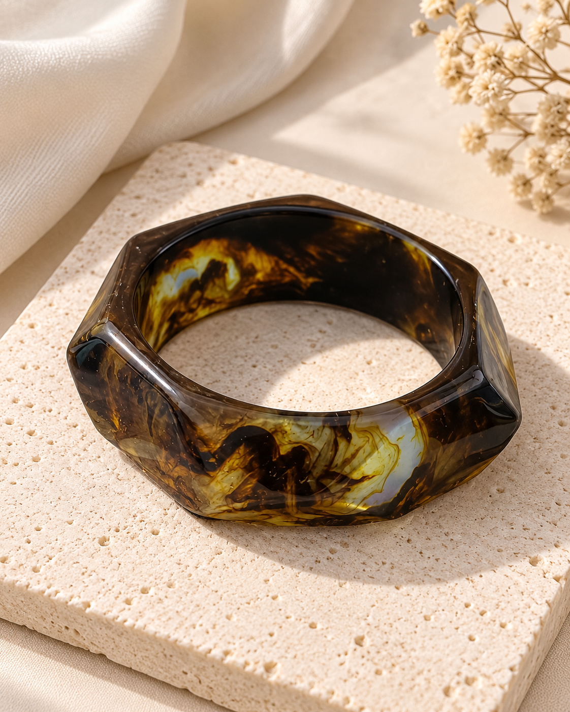 Dark Mocha Angular Resin Bangle