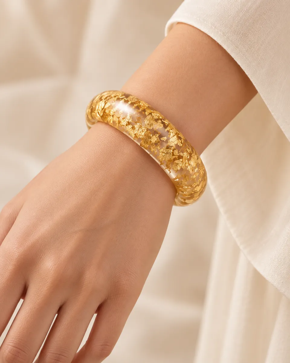 Golden Glow Resin Bangle