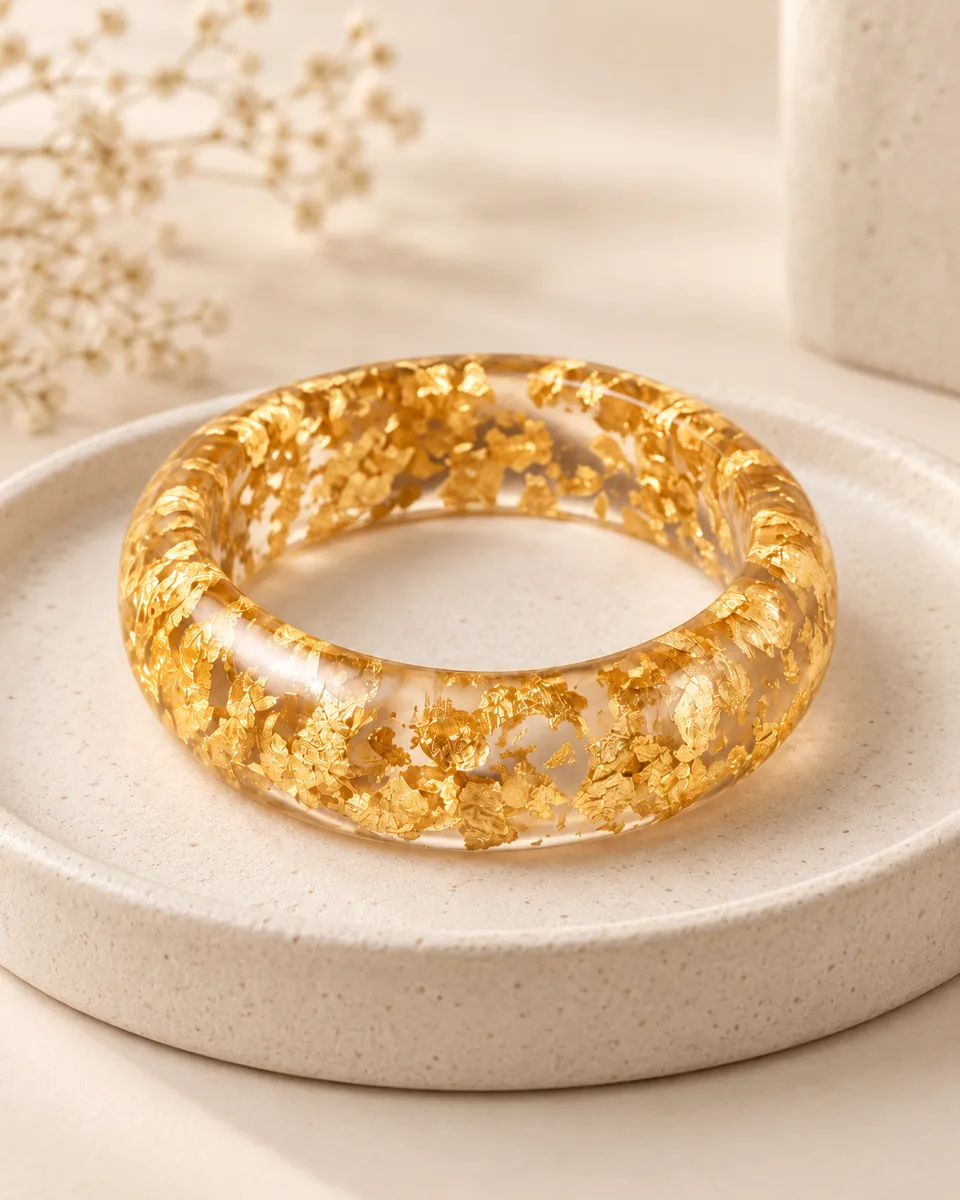 Golden Glow Resin Bangle