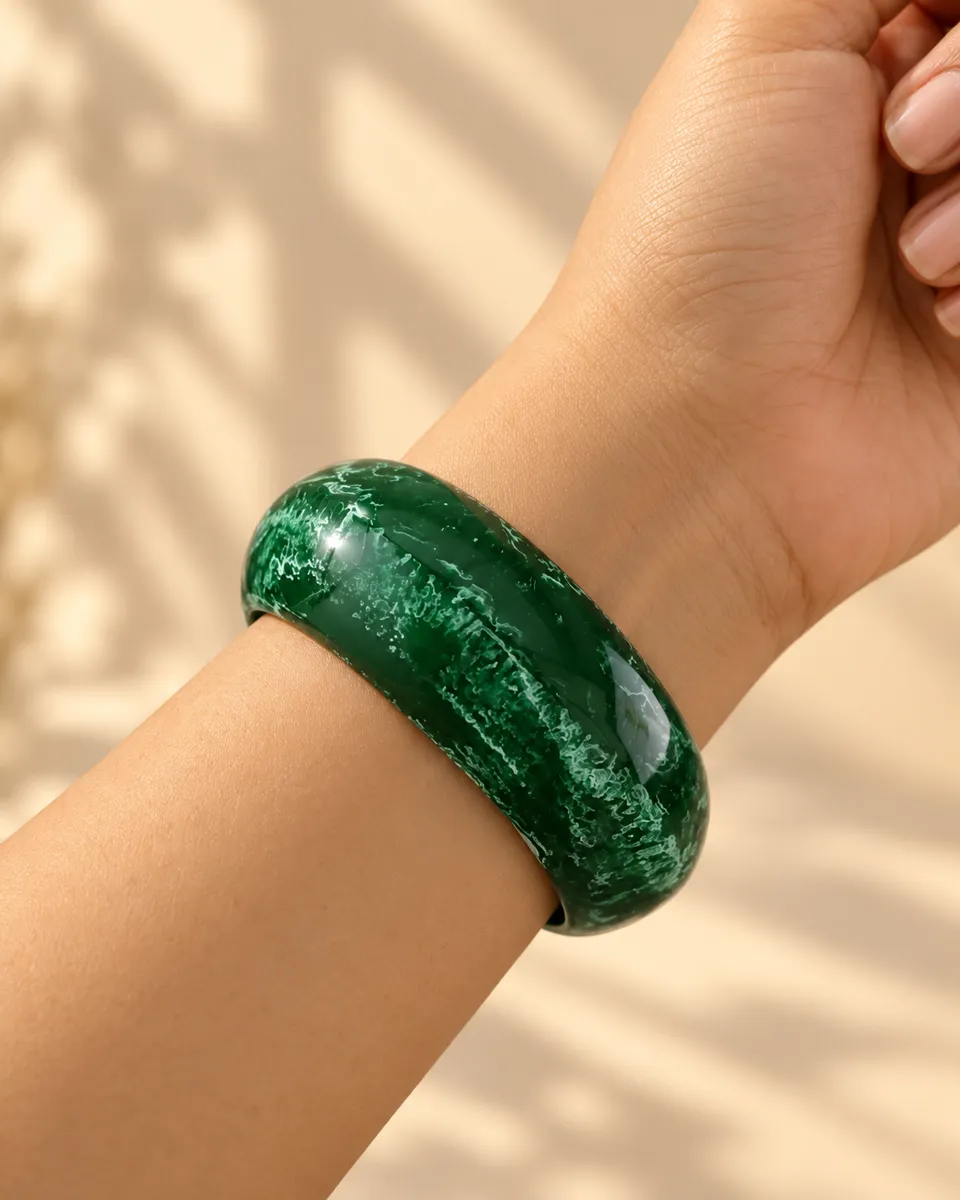 Emerald Angular Resin Bangle