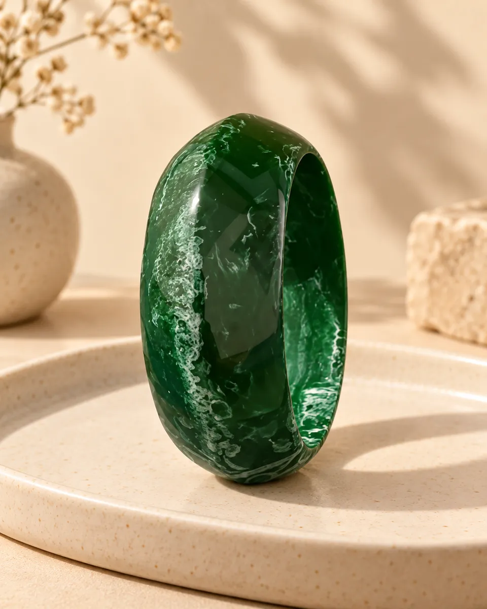 Emerald Angular Resin Bangle