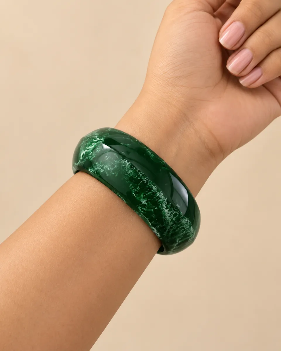 Emerald Angular Resin Bangle