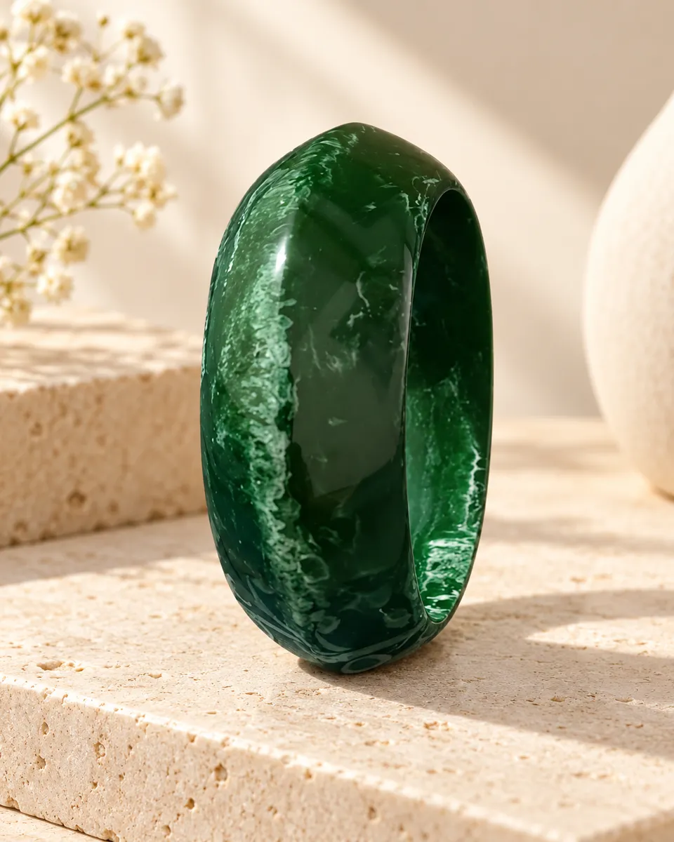 Emerald Angular Resin Bangle