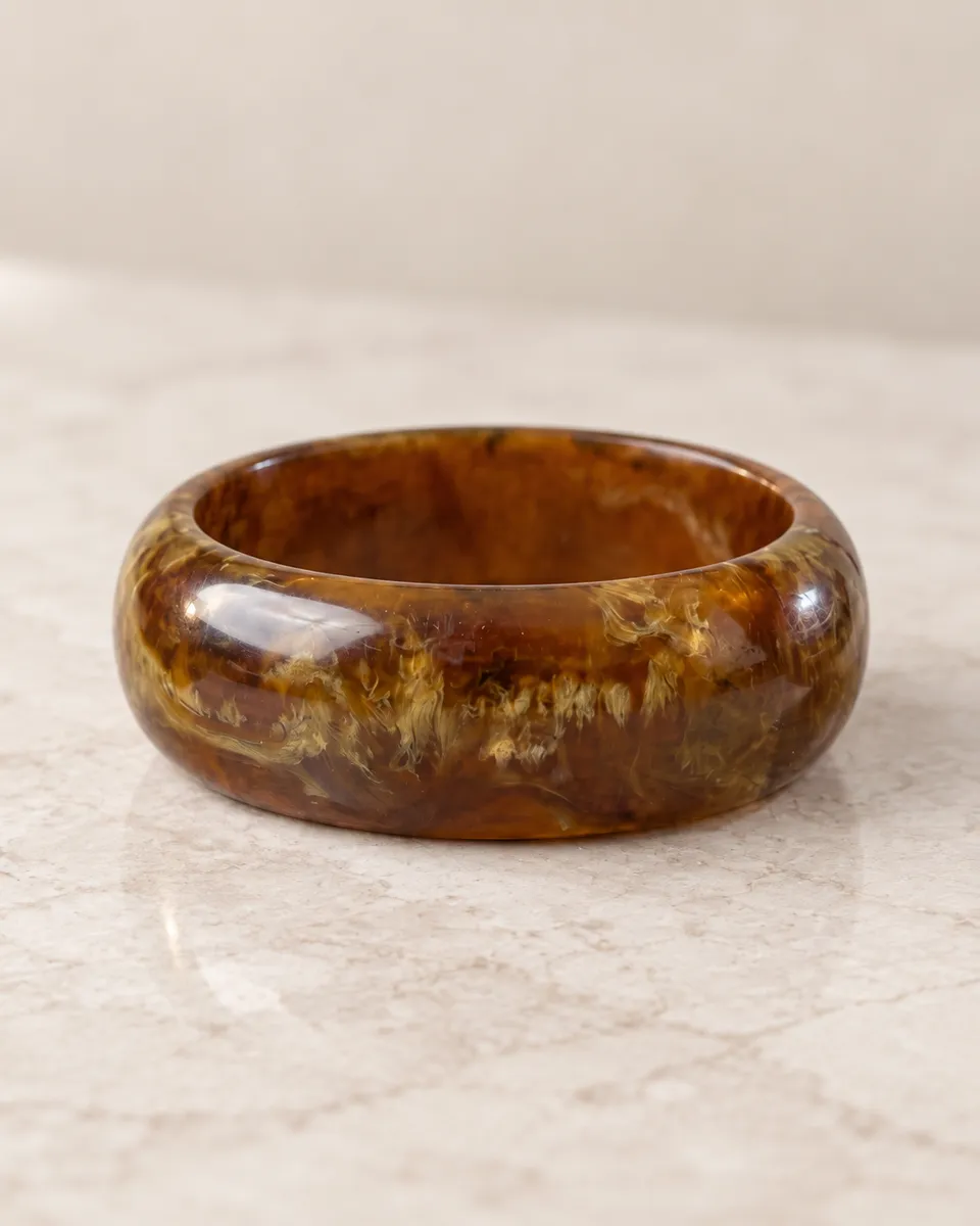 Olive Round Resin Bangle