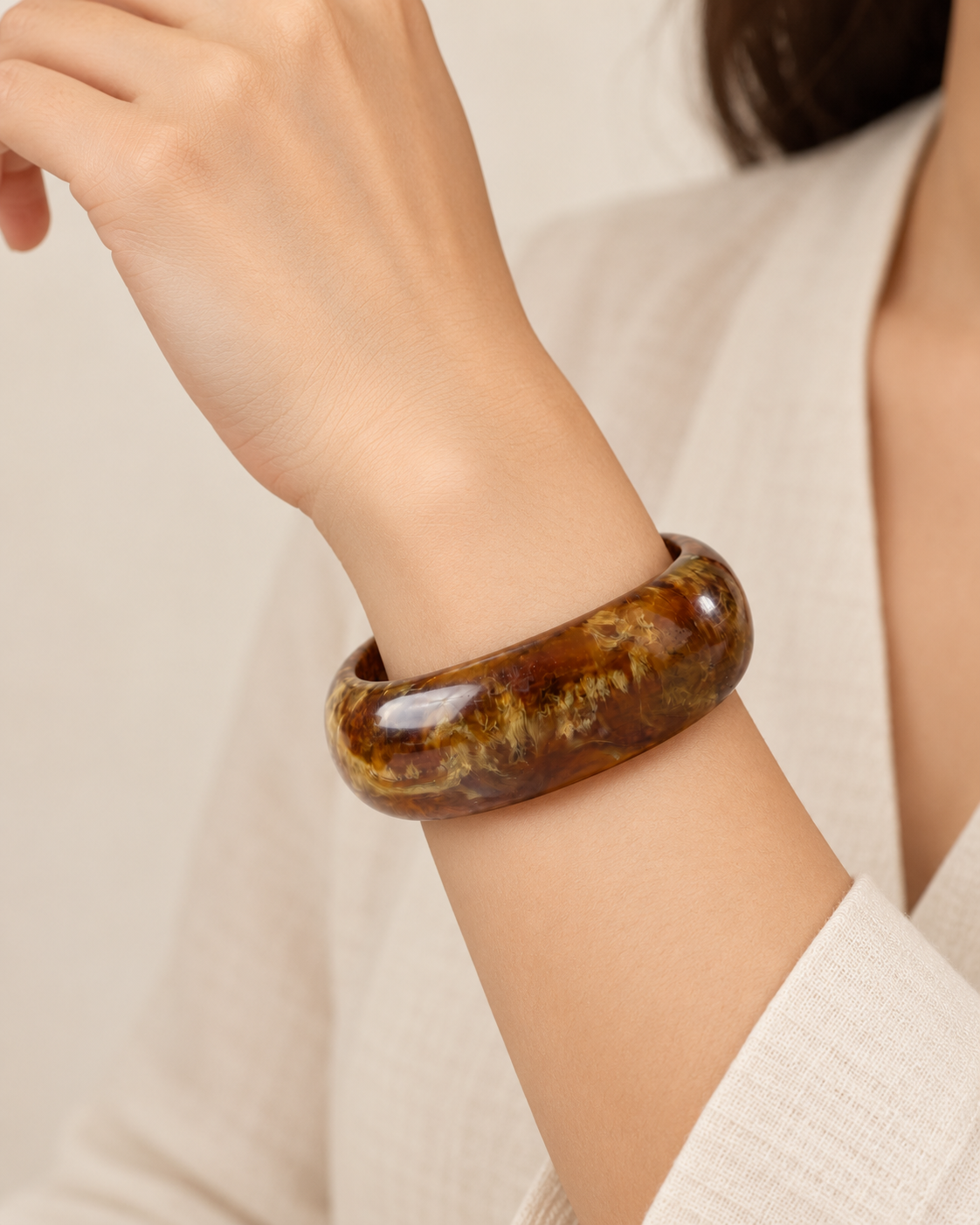 Olive Round Resin Bangle