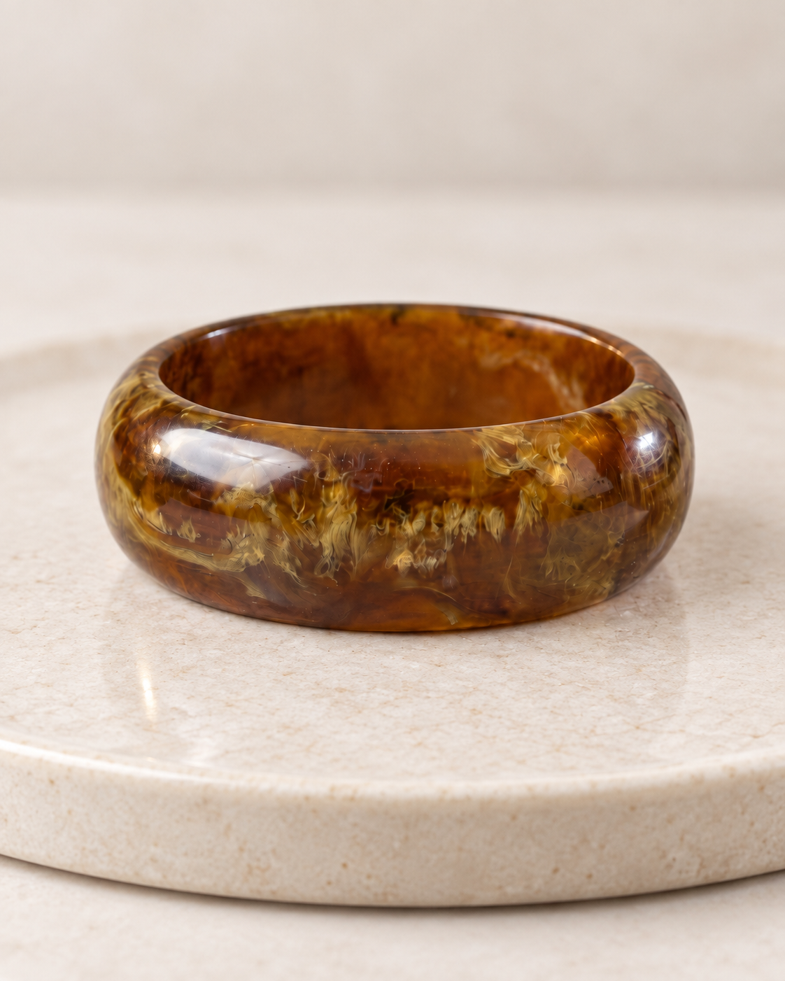 Olive Round Resin Bangle