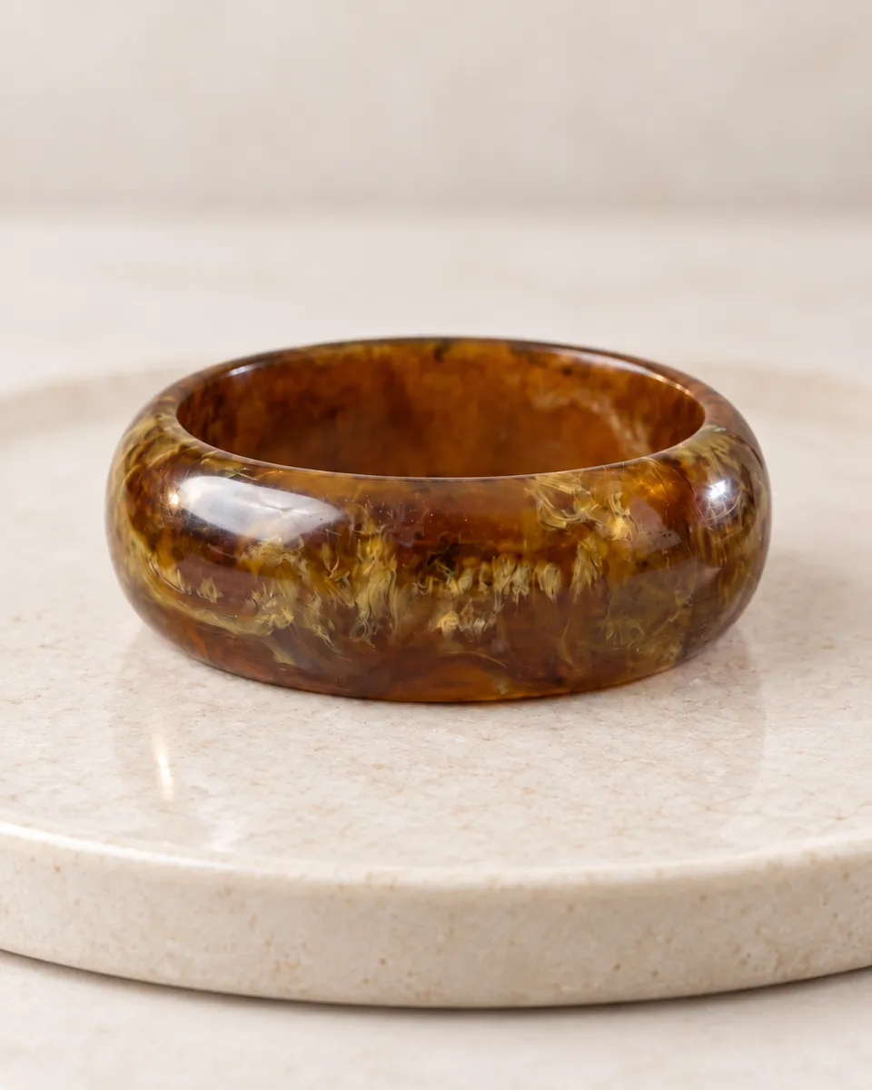 Olive Round Resin Bangle