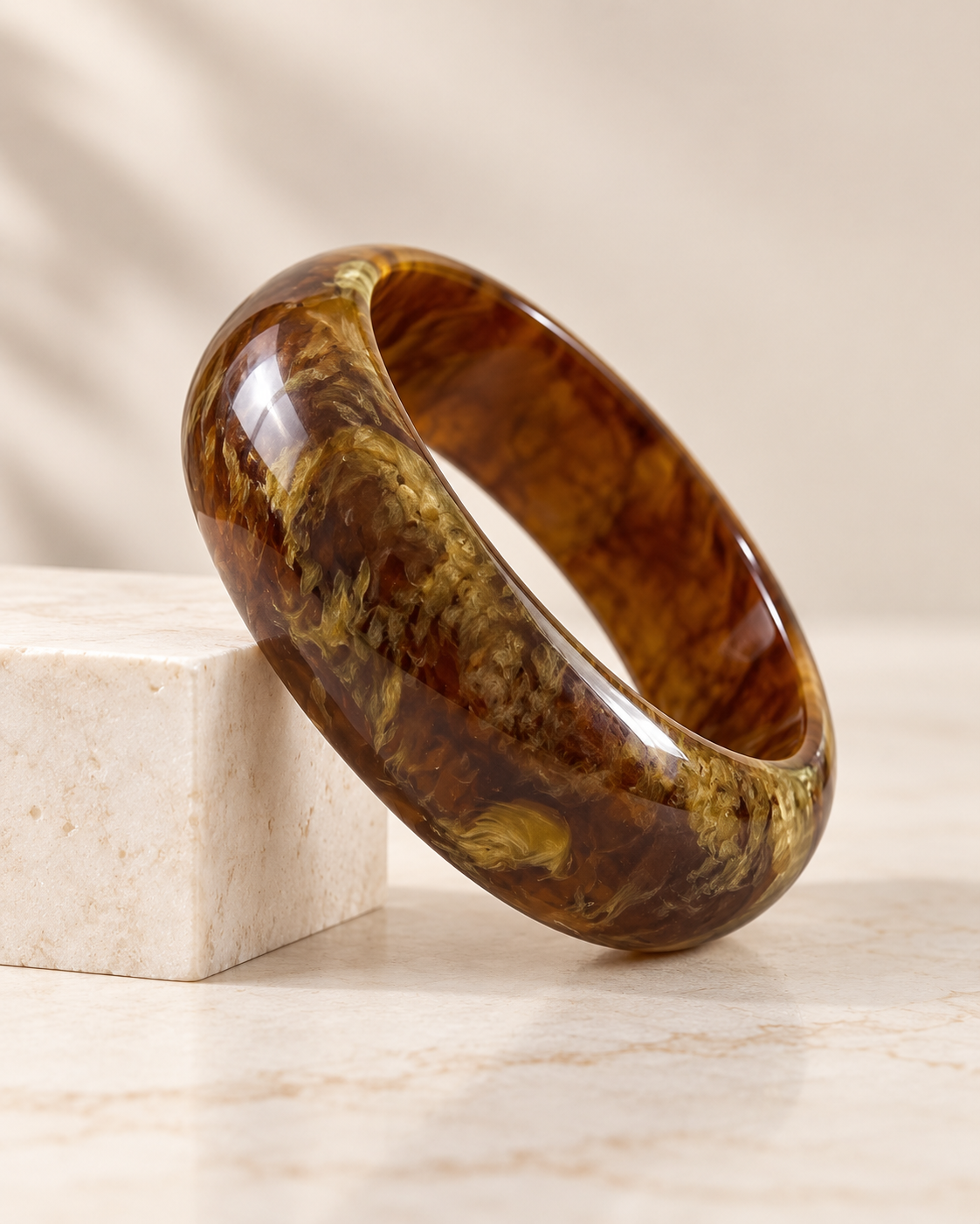 Olive Round Resin Bangle