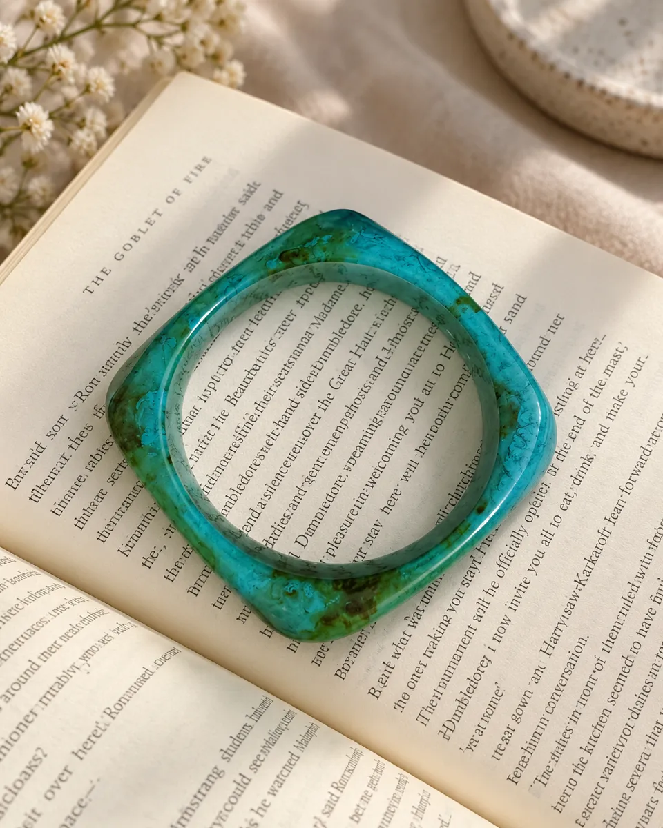 Teal Twist Resin Bangle
