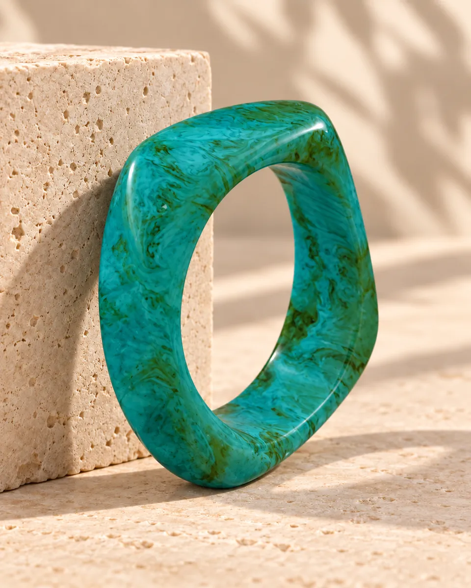 Teal Twist Resin Bangle