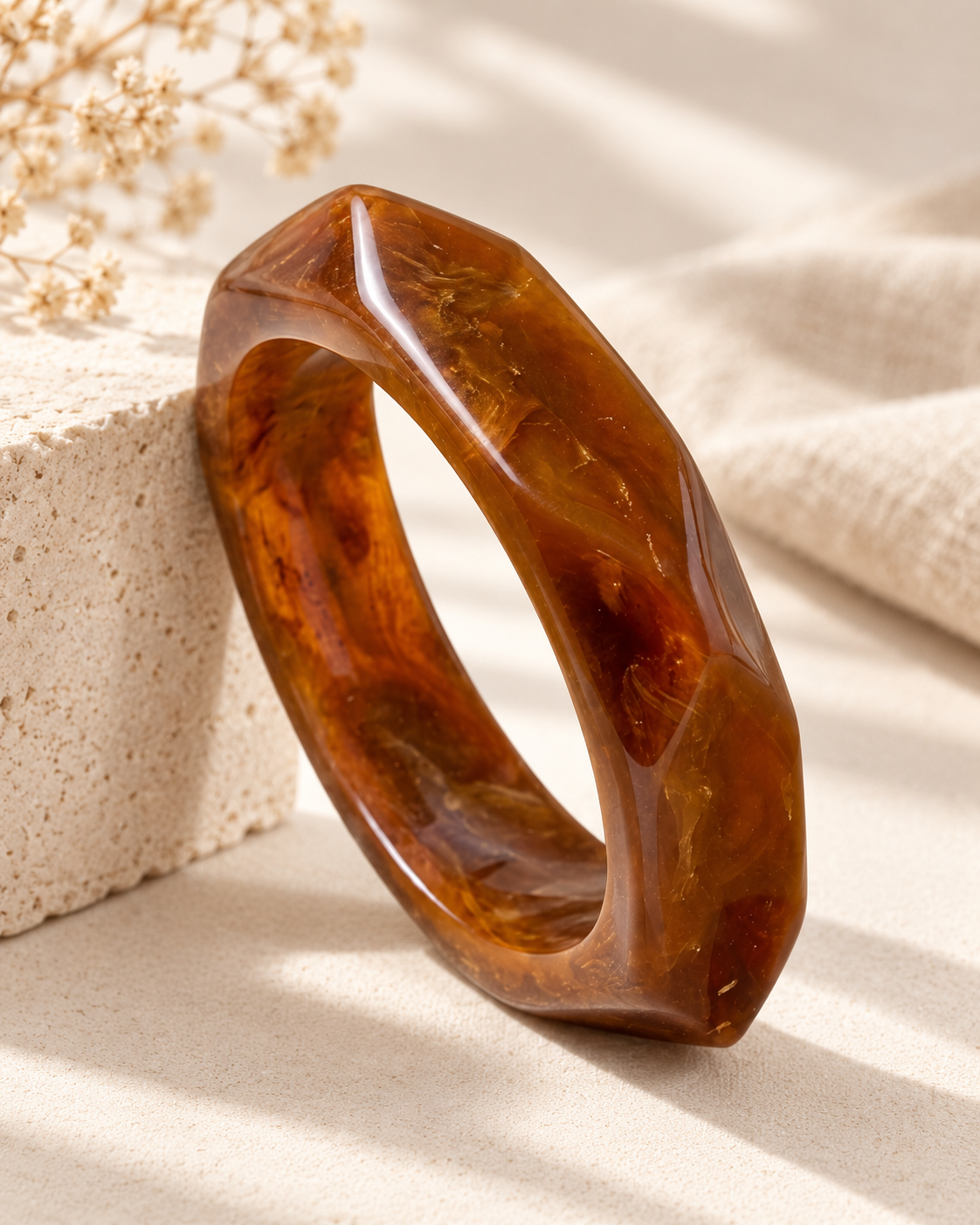 Golden Brown Slim Resin Bangle