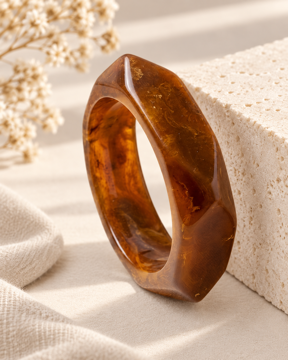 Golden Brown Slim Resin Bangle