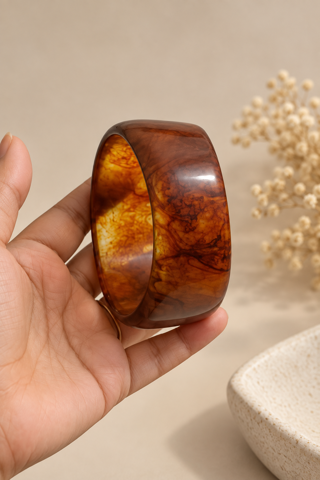 Rustic Brown Chunky Resin Bangle