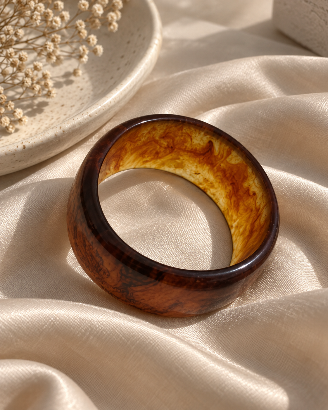 Rustic Brown Chunky Resin Bangle