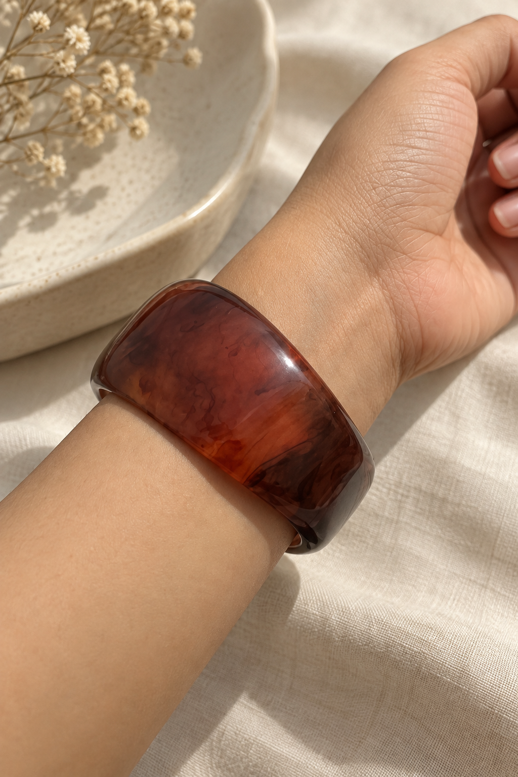 Rustic Brown Chunky Resin Bangle